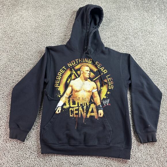 WWE Other - John Cena WWE Hoodie Boys Medium Black Fear Nothing Double Sided Wrestling FLAW
